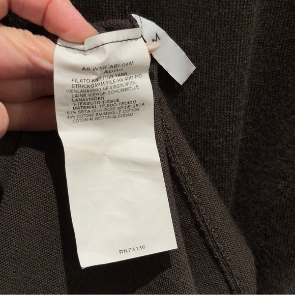 MaxMara Chocolate Brown Ribbed Knit Turtleneck Silk Panel Abitdo Dress Size M - Picture 7 of 7